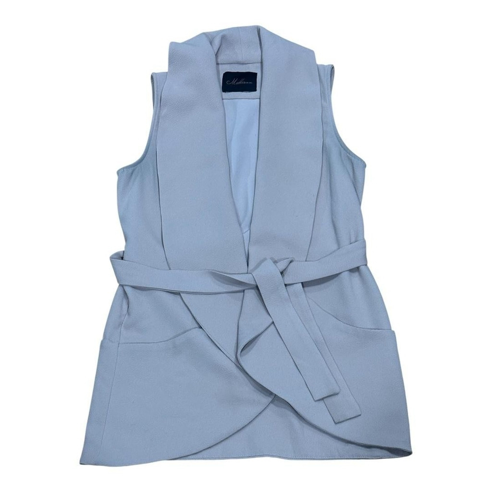 Matteson Vest Womens Small Light Pink Belted Open Front Longline Pockets V1518